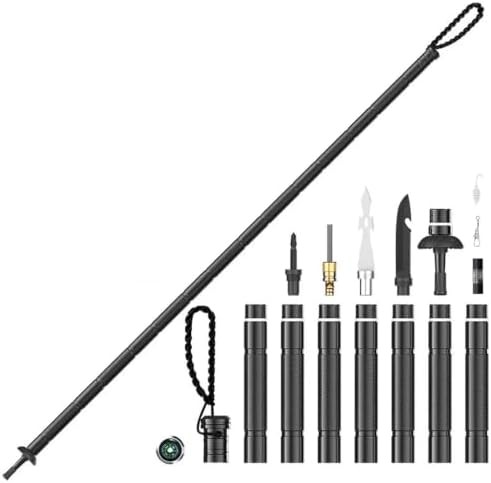 Tactical seven section survival walking staff