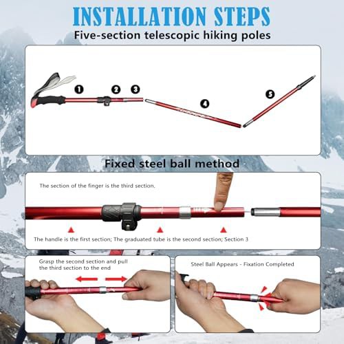 Adjustable aluminum folding poles red pair — photo 4