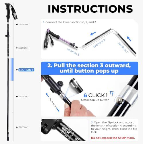 Aluminum trifold anti slip hiking pole — photo 3